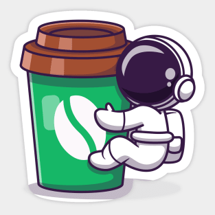 Cute Astronaut With Coffee Cup Sticker